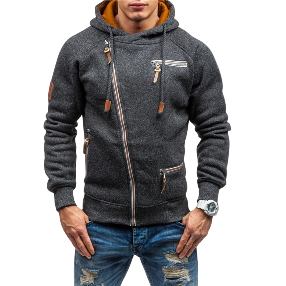 Herre Hættejakke Med Lynlås Casual Stil