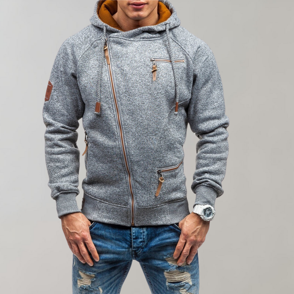 Herre Hættejakke Med Lynlås Casual Stil