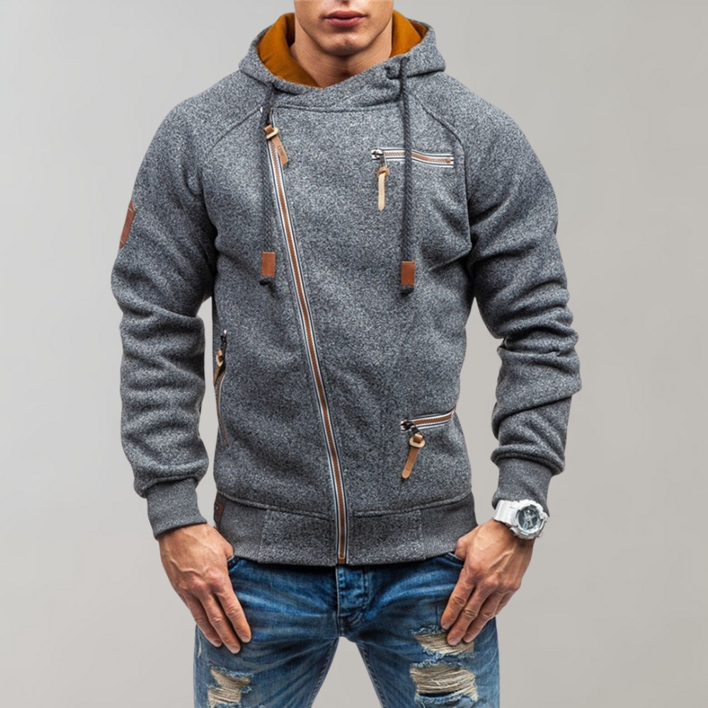 Herre Hættejakke Med Lynlås Casual Stil