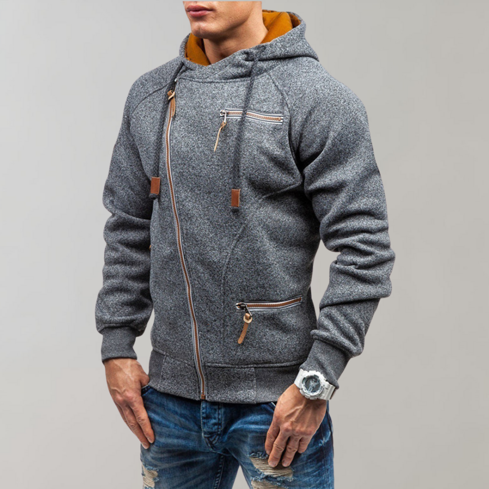 Herre Hættejakke Med Lynlås Casual Stil