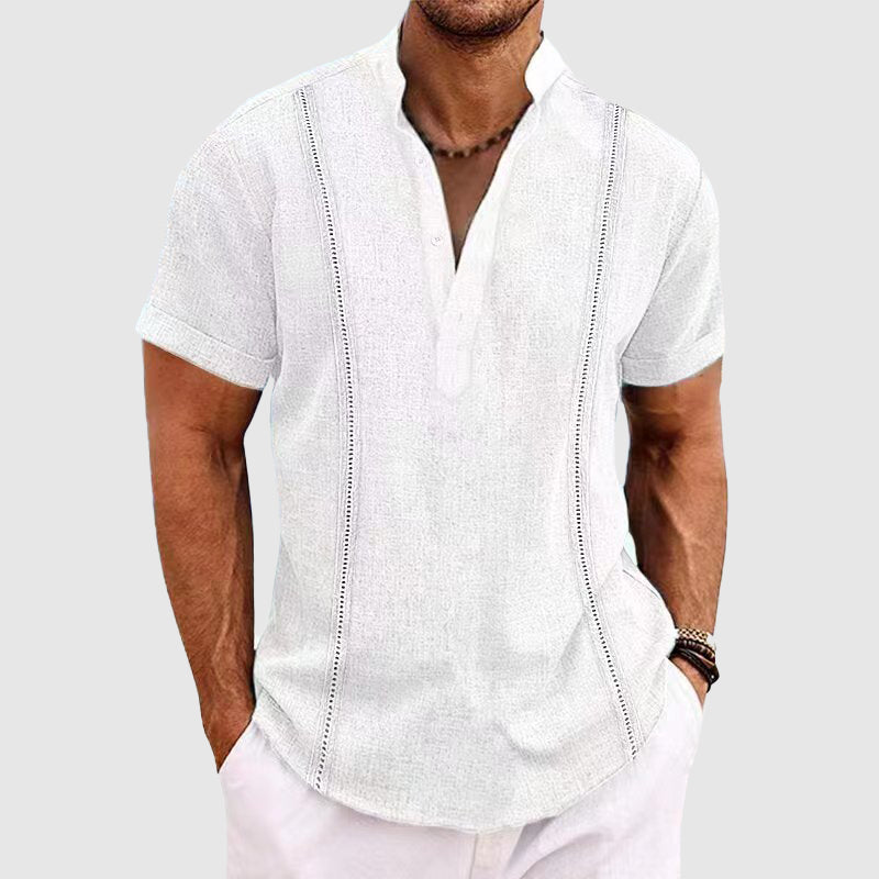 Herre Henley Skjorte Kortærmet Med Knapper