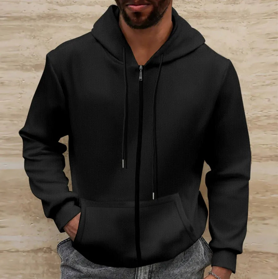 Herre Hooded Jakke - Regular Fit - Waffle Tekstur