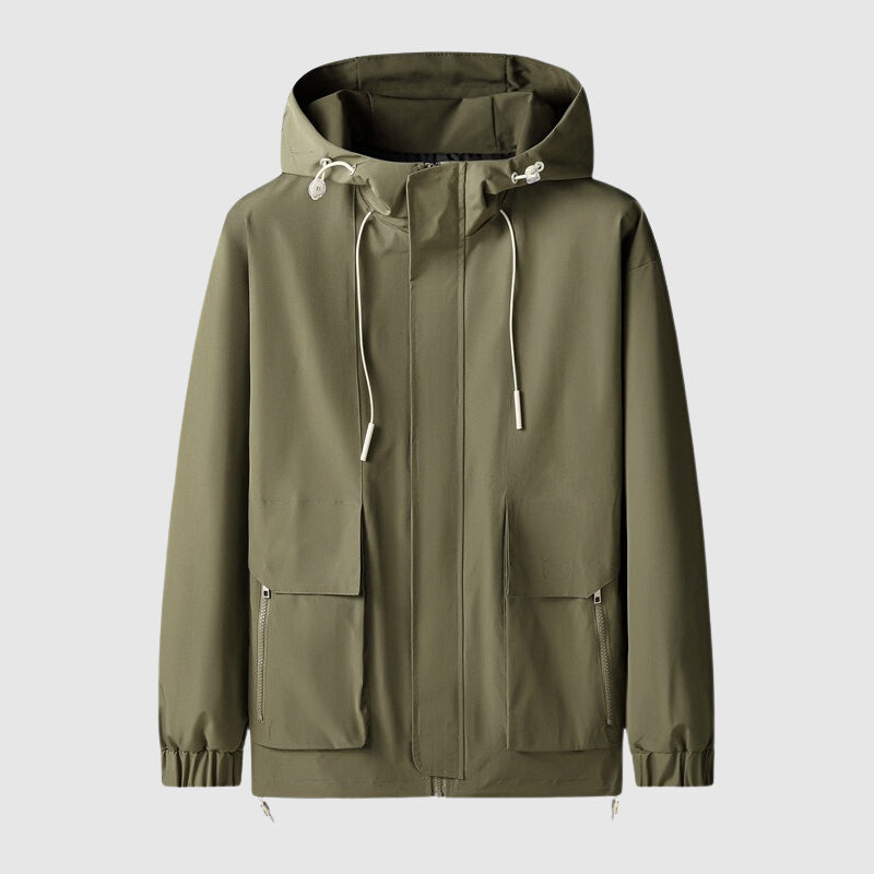 Herre Hooded Jakke Vandafvisende Med Lynlås