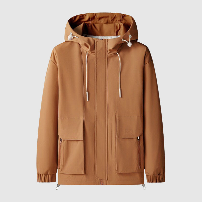 Herre Hooded Jakke Vandafvisende Med Lynlås