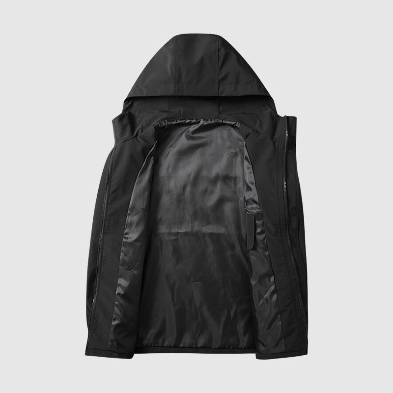 Herre Hooded Jakke Vandafvisende Med Lynlås