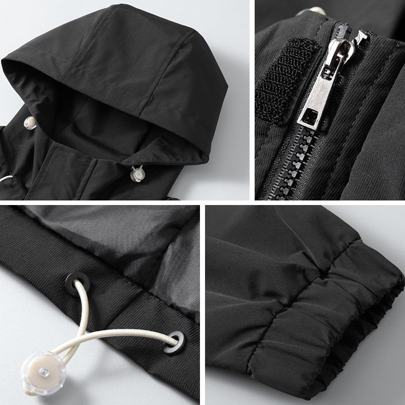 Herre Hooded Jakke Vandafvisende Med Lynlås