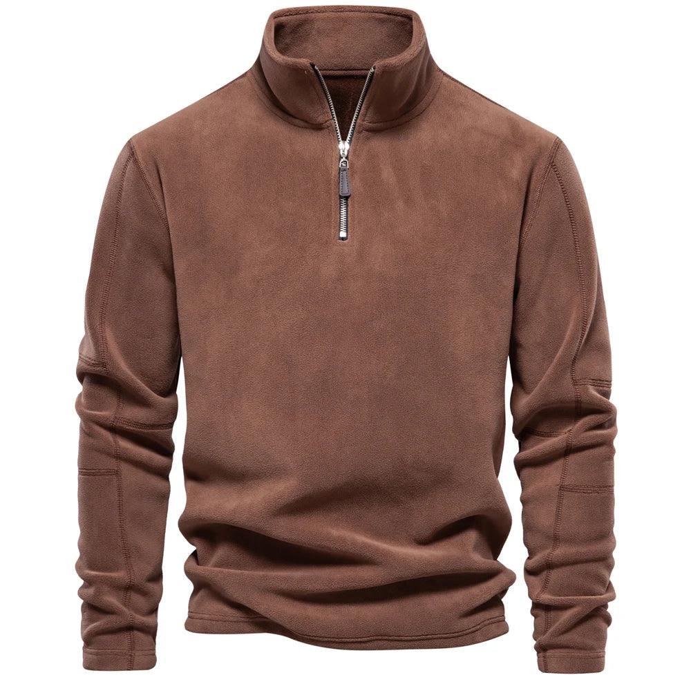 Herre Jakke Fleece Pullover Casual Stil med Halv Lynlås