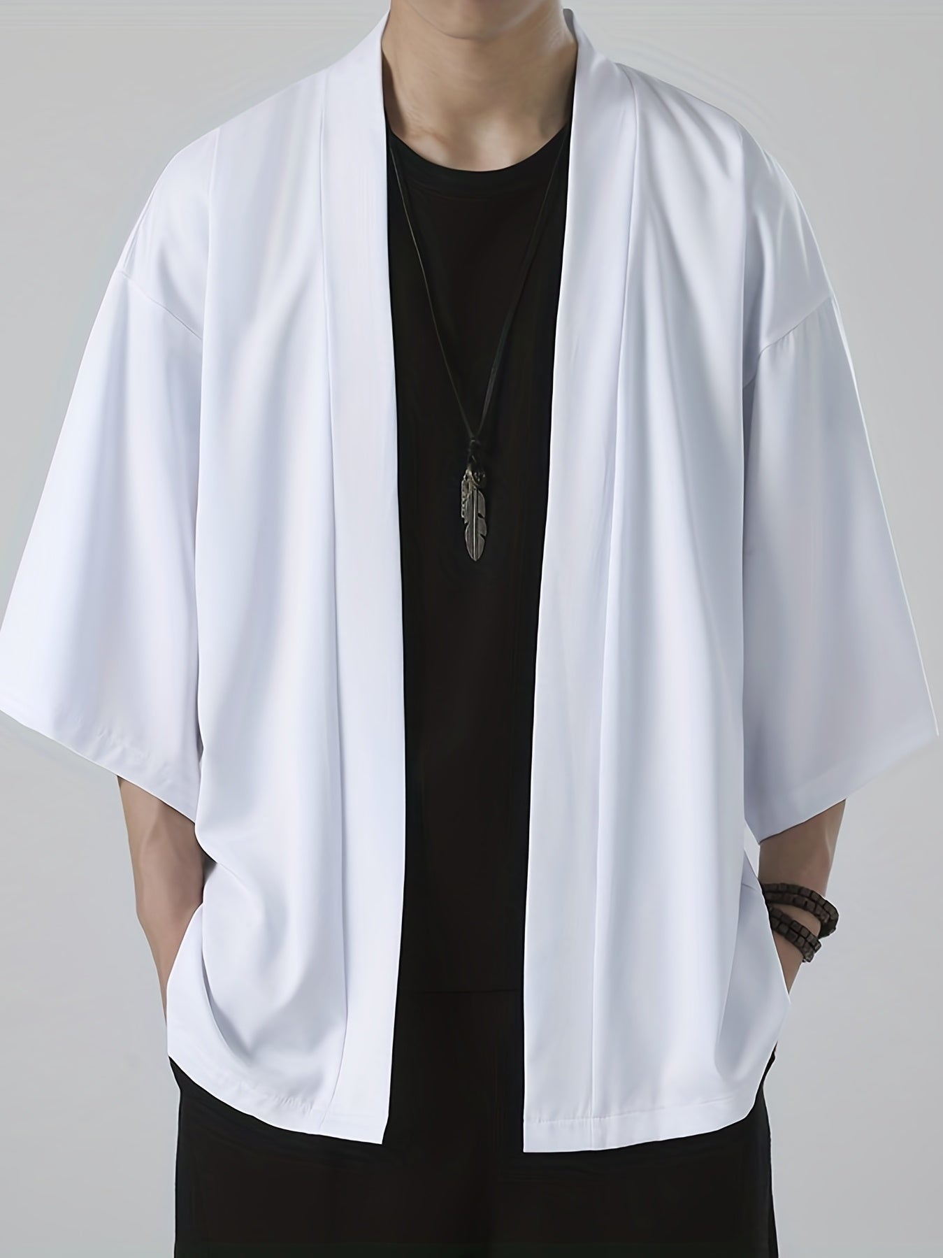 Herre Kimono i Japansk Stil med Åben Front