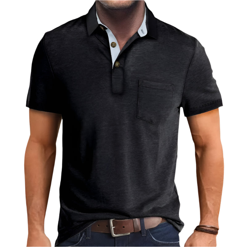 Herre Kortærmet Skjorte Farvet Blok Polyester Regular Fit