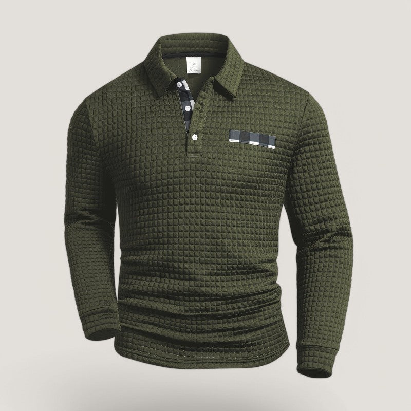 Herre Langærmet T Shirt Stribet Polyester med Skjortekrave