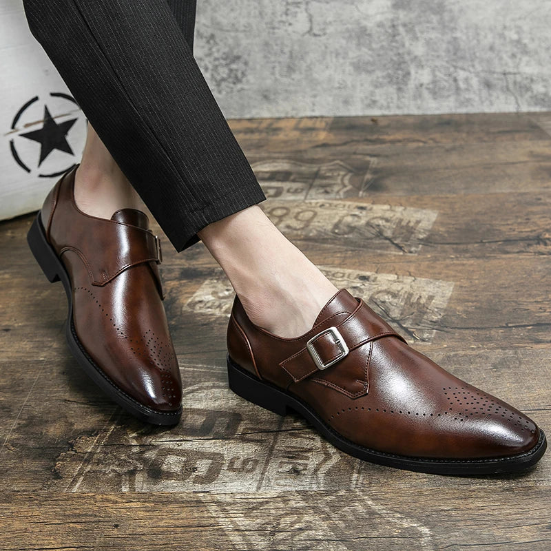 Herre Loafers Casual Sko til Festlige Anledninger, Slip-On Design, Læder og Skridsikker Sål