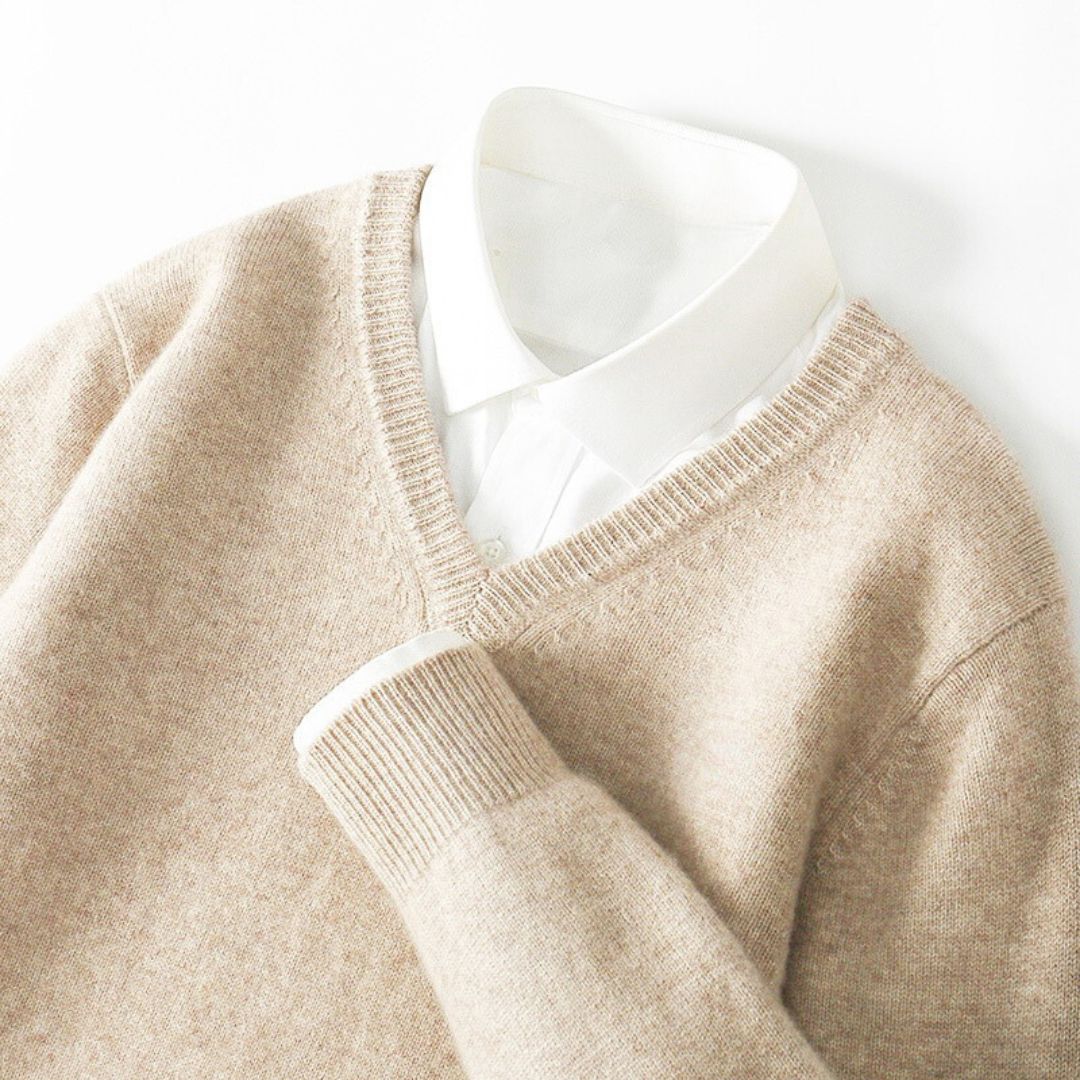 Herre Merino V-Hals Sweater Blød Uld