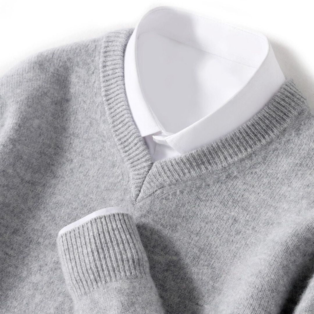 Herre Merino V-Hals Sweater Blød Uld