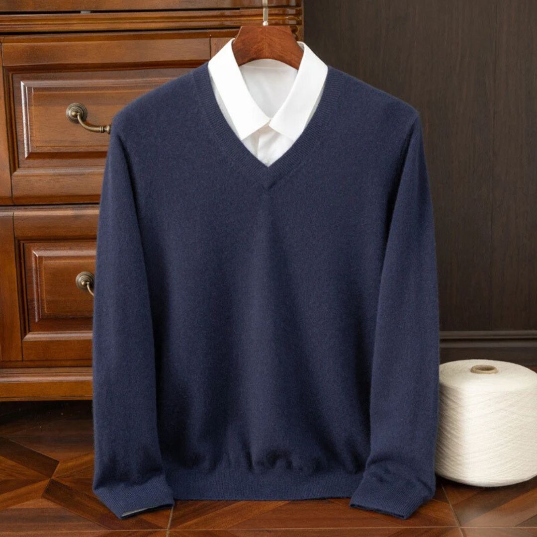 Herre Merino V-Hals Sweater Blød Uld