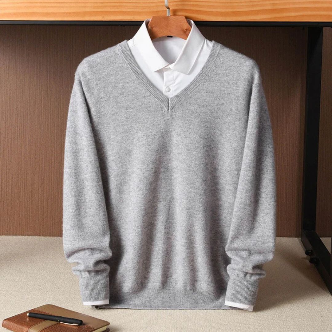 Herre Merino V-Hals Sweater Blød Uld