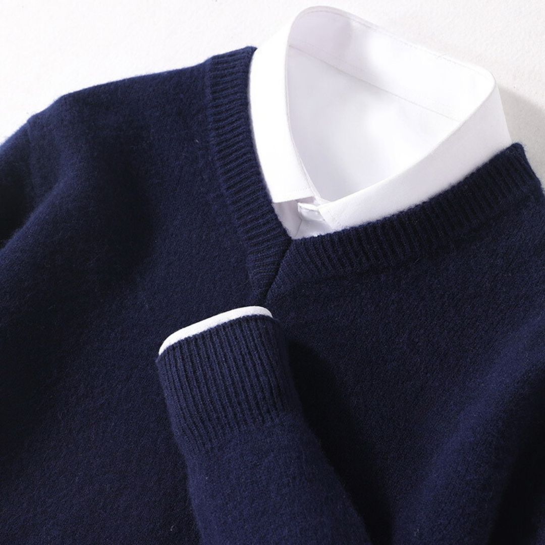 Herre Merino V-Hals Sweater Blød Uld