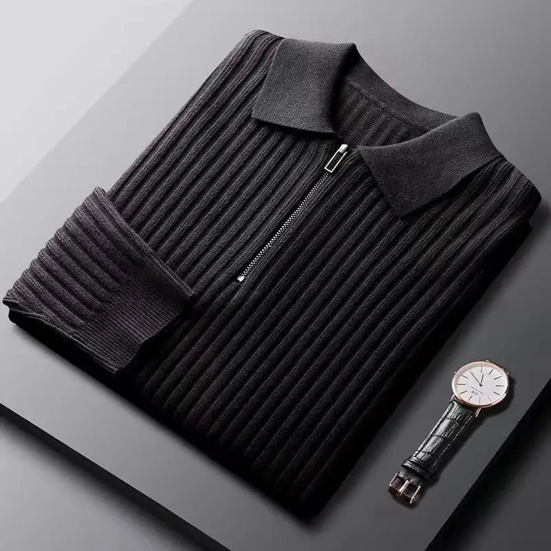 Herre Polo Sweater med Lynlås