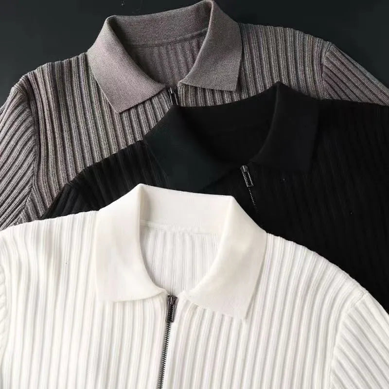 Herre Polo Sweater med Lynlås