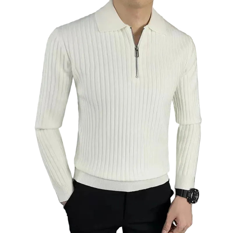 Herre Polo Sweater med Lynlås