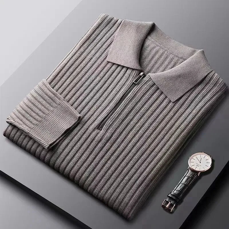 Herre Polo Sweater med Lynlås