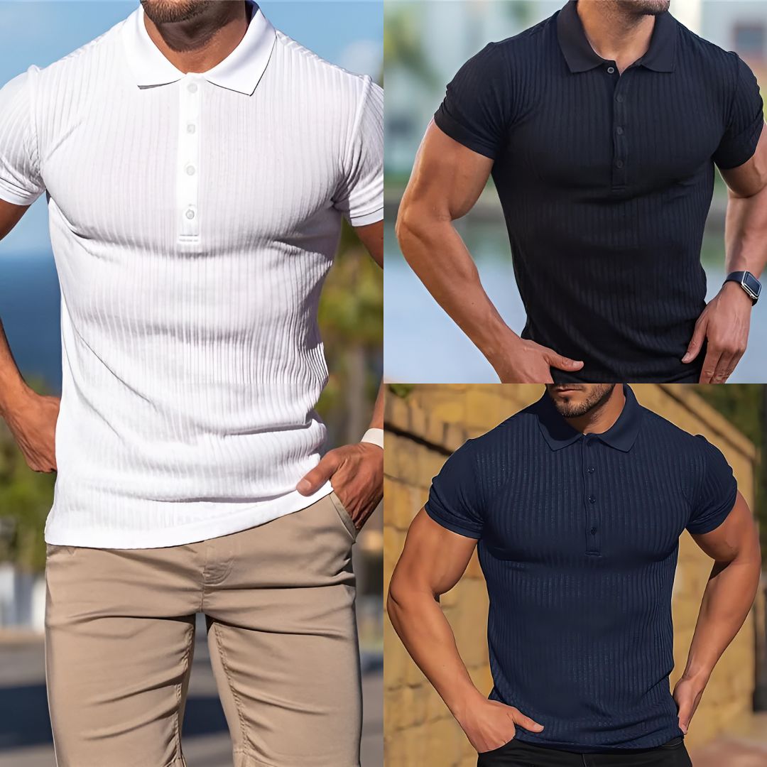Herre Polo T-shirt Ribbet Chiffon