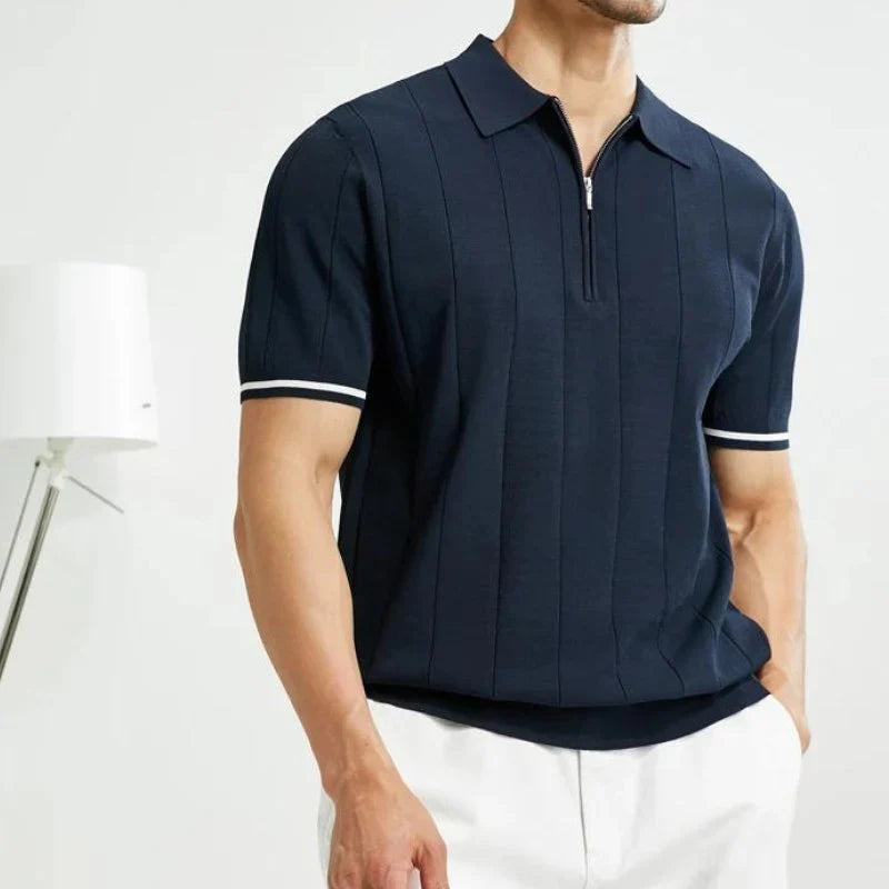 Herre Polo T-shirt i Bomuld med Quarter-Zip
