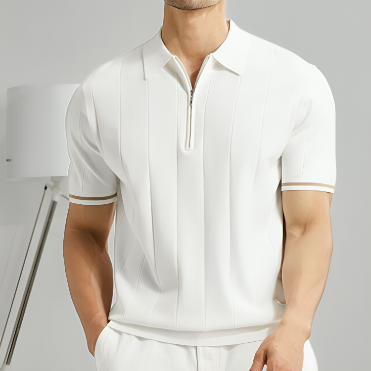 Herre Polo T-shirt i Bomuld med Quarter-Zip