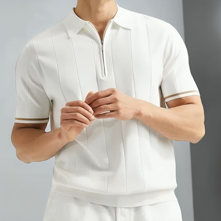 Herre Polo T-shirt i Bomuld med Quarter-Zip
