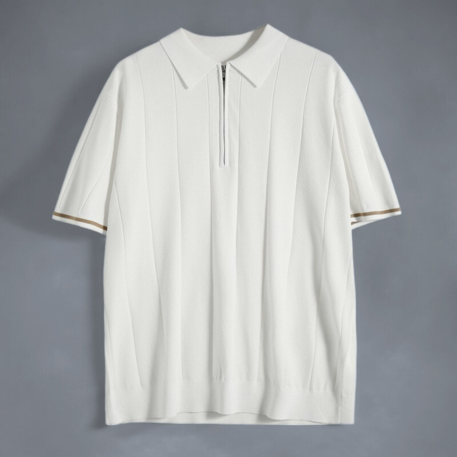 Herre Polo T-shirt i Bomuld med Quarter-Zip