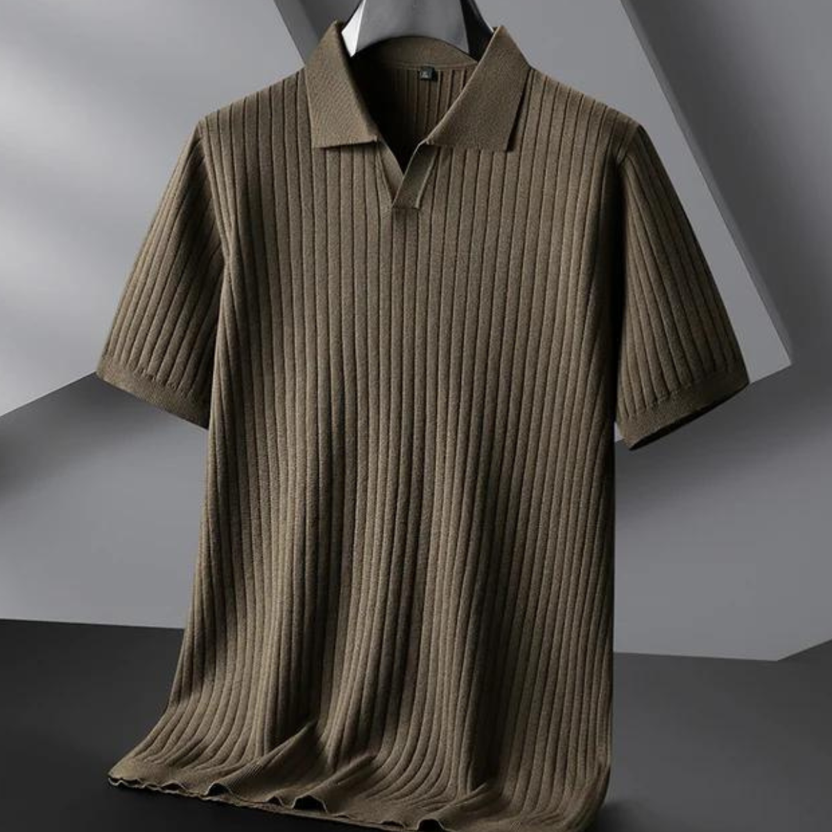 Herre Polo T-shirt med Ribbet Design