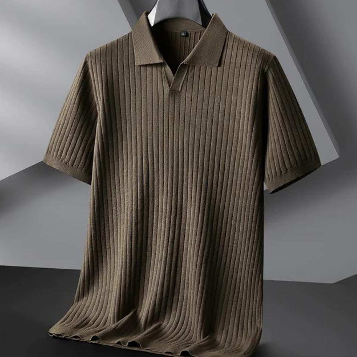 Herre Polo T-shirt med Ribbet Design