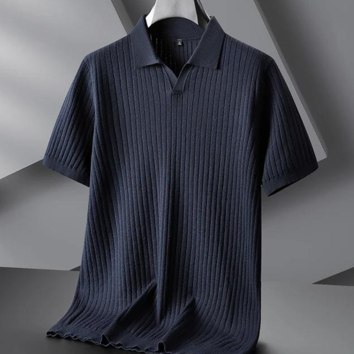 Herre Polo T-shirt med Ribbet Design