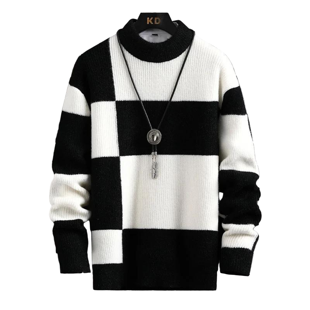 Herre Striktrøje Plaid Casual Løs Fit