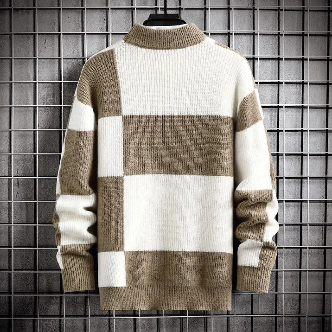 Herre Striktrøje Plaid Casual Løs Fit