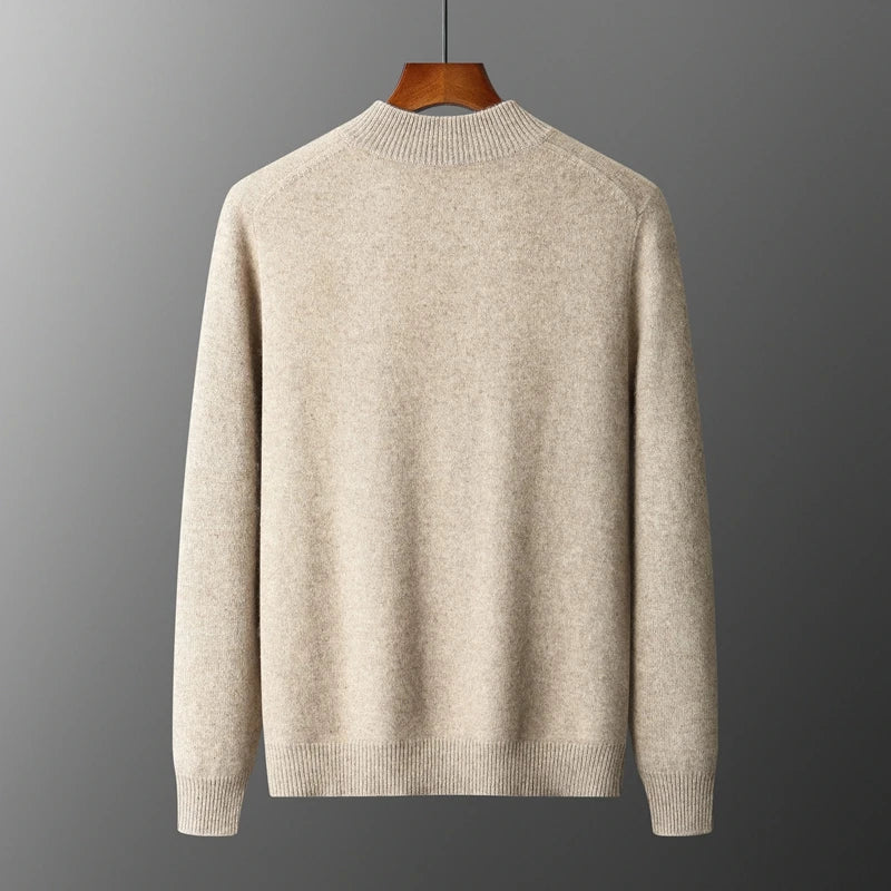 Herre Pullover Uldtrøje Med Mock Krave Langærmet Strik
