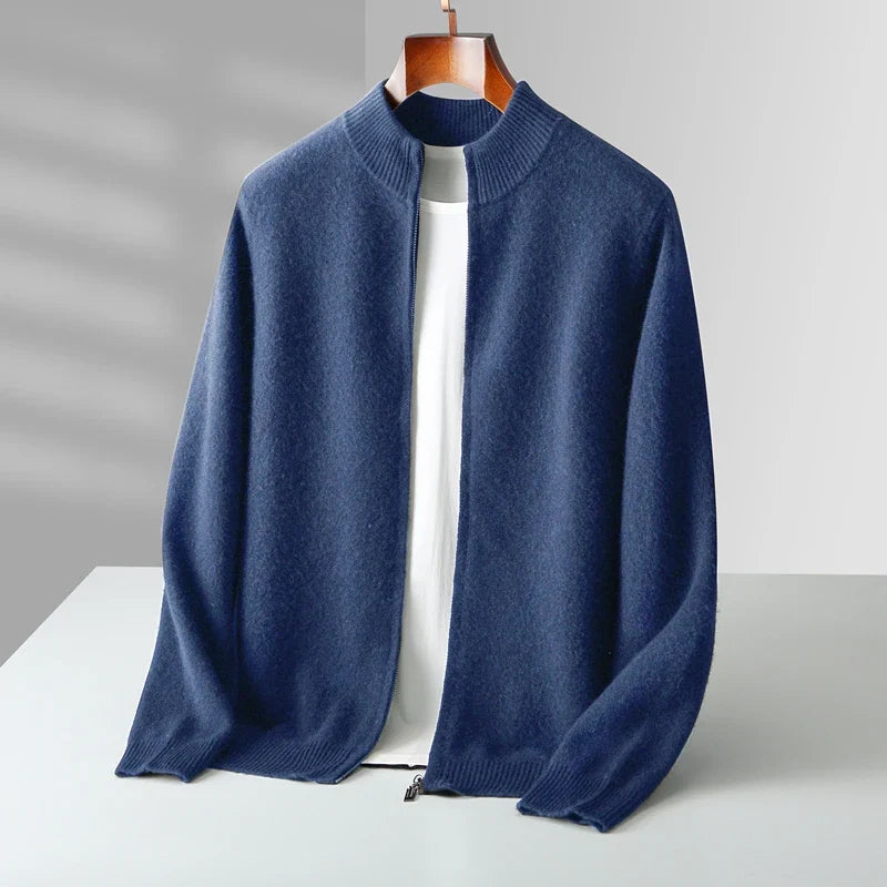 Herre Pullover Uldtrøje Med Mock Krave Langærmet Strik