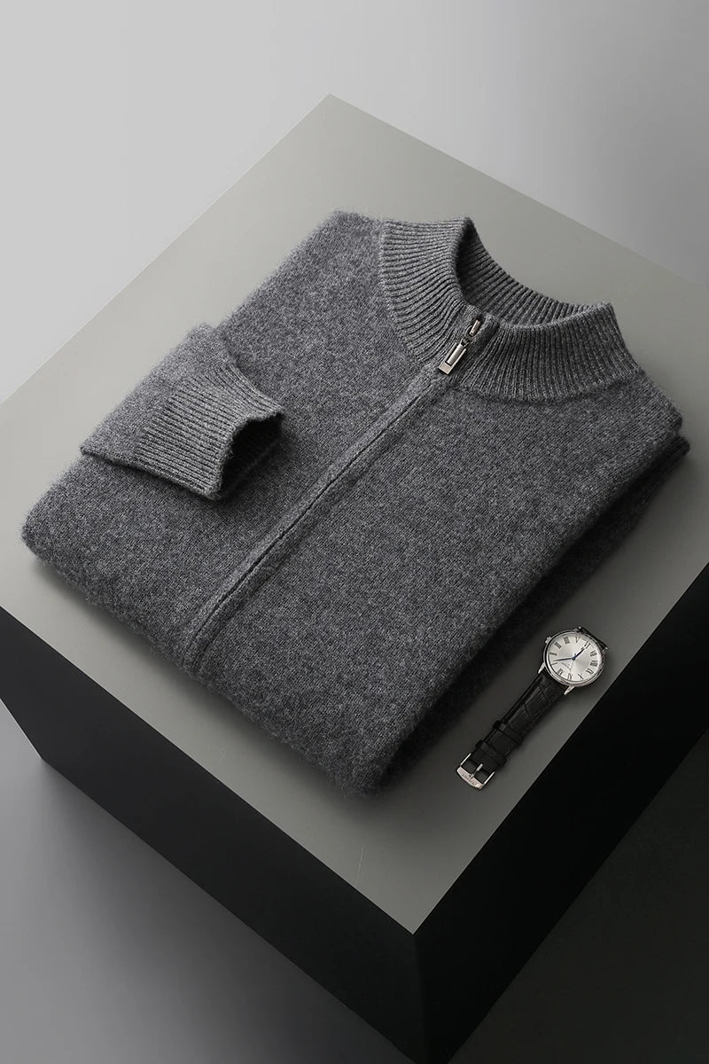 Herre Pullover Uldtrøje Med Mock Krave Langærmet Strik