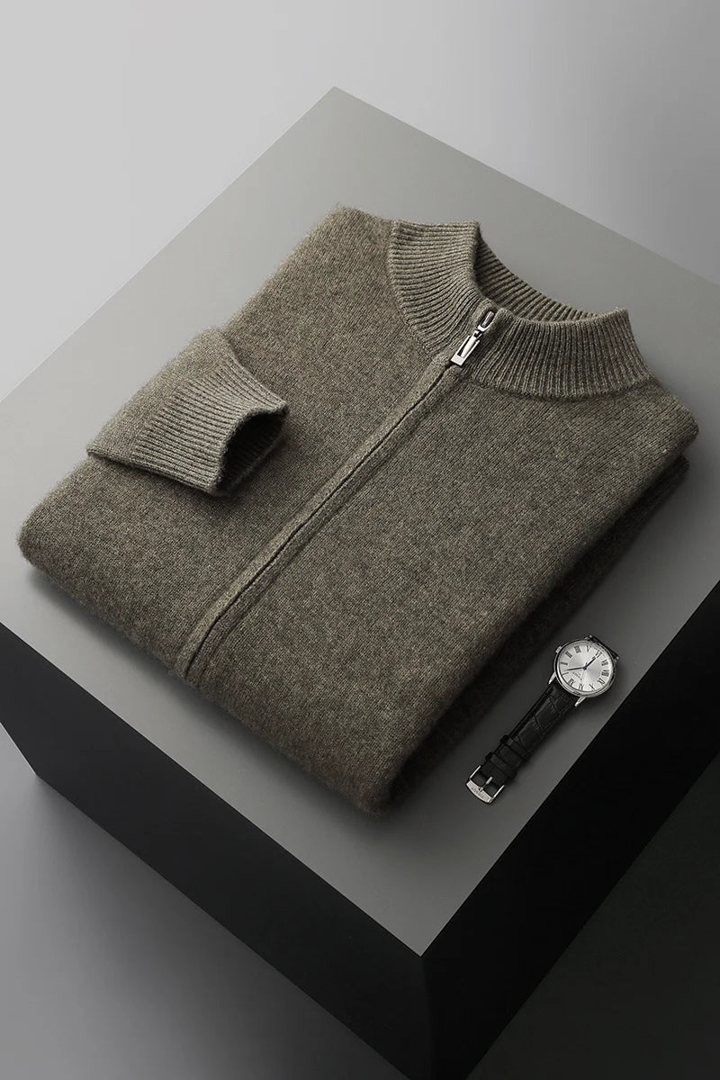 Herre Pullover Uldtrøje Med Mock Krave Langærmet Strik