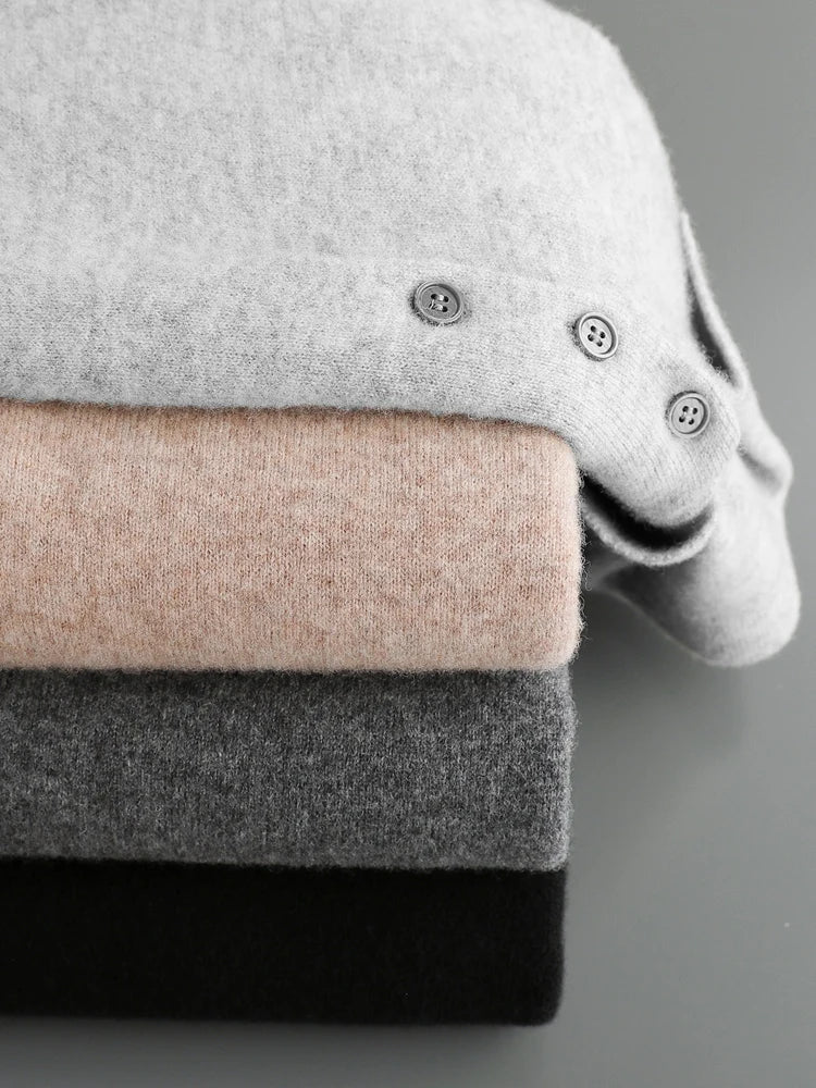 Herre Pullover Uldtrøje med Polo Krave i Merino Uld