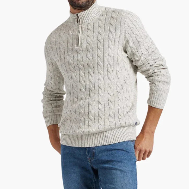 Herre Pullover med Halv Lynlås, Casual og Tidløs Stil