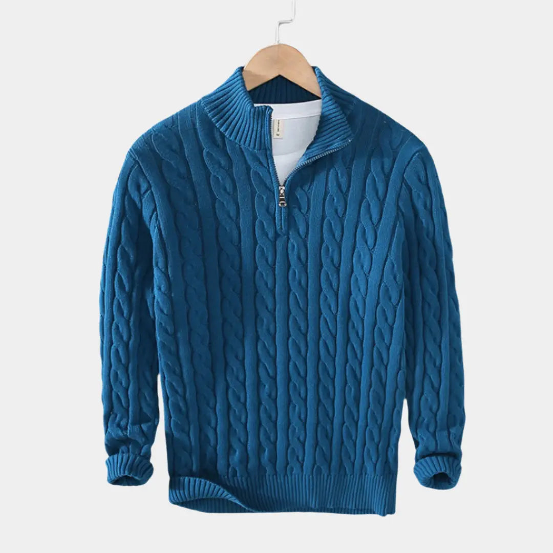 Herre Pullover med Halv Lynlås, Casual og Tidløs Stil