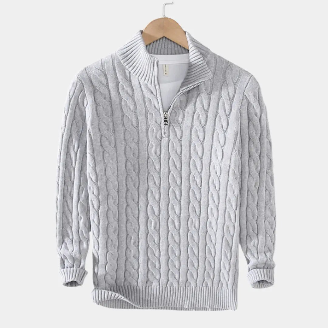 Herre Pullover med Halv Lynlås, Casual og Tidløs Stil