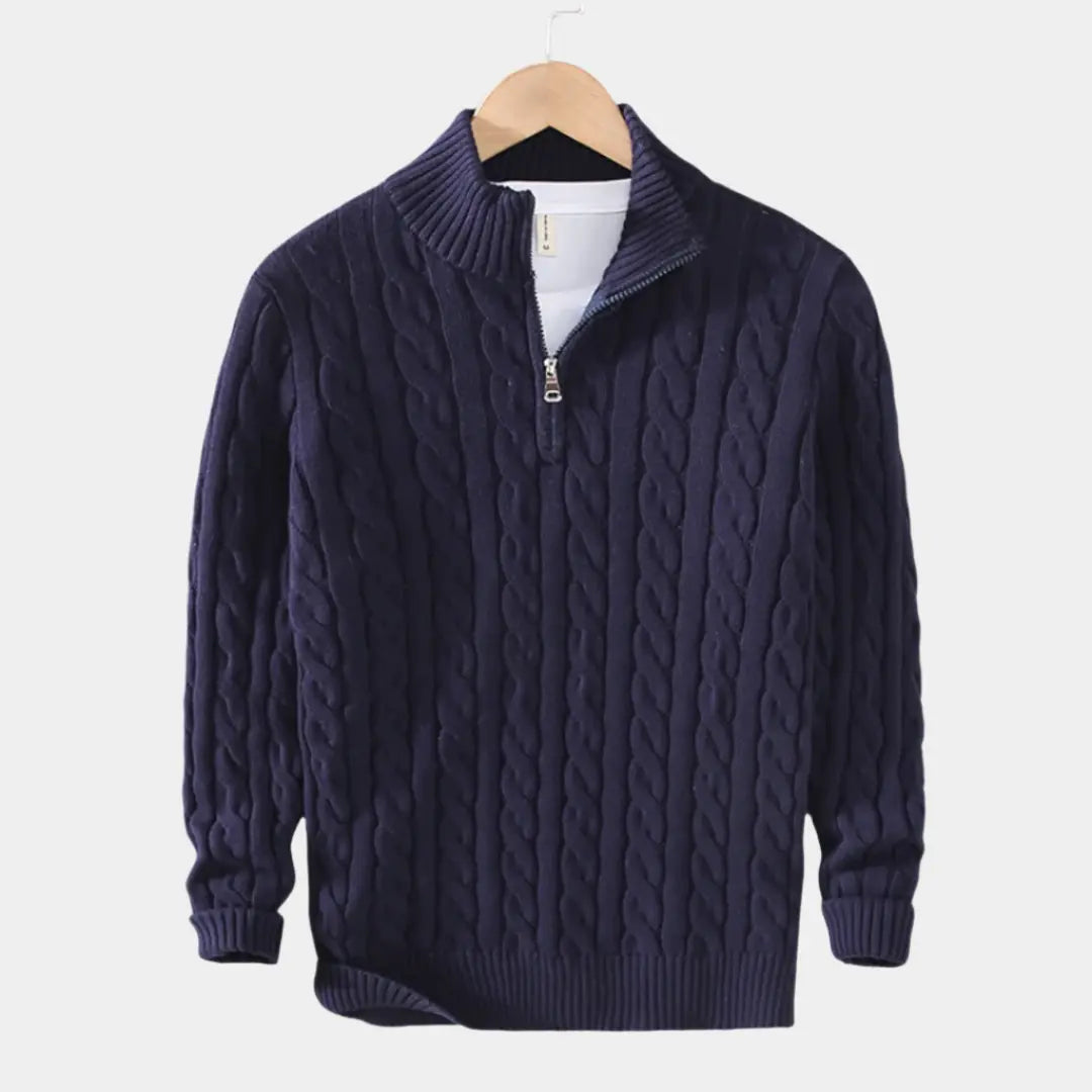 Herre Pullover med Halv Lynlås, Casual og Tidløs Stil