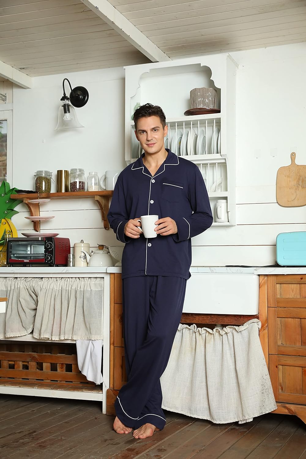 Herre Pyjamas Sæt Klassisk Stil