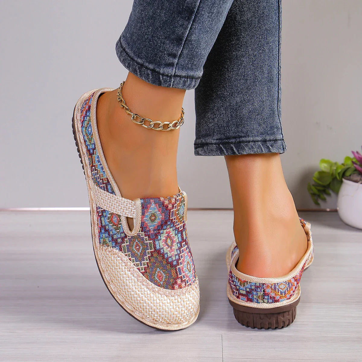 Damers slip-on sko Komfortabel design Pustende materiale