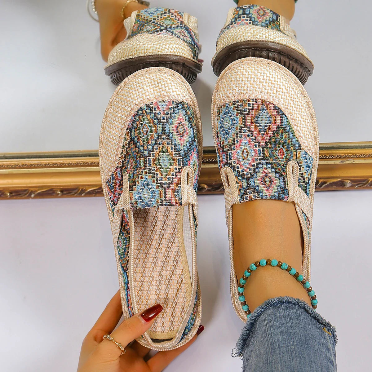 Damers slip-on sko Komfortabel design Pustende materiale