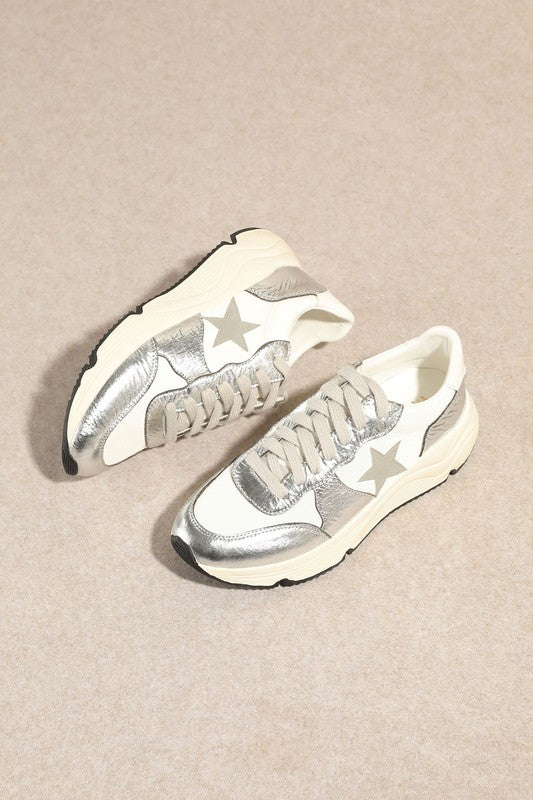 Herre Sneakers Casual Athletic Stil Sølv