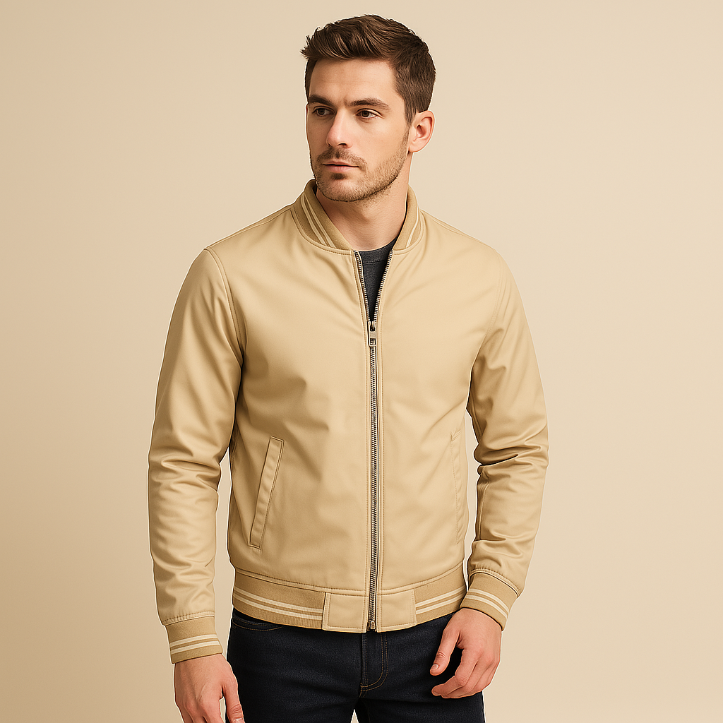 Herre Sommerjakke Sporty Stil Med Ribbet Krave