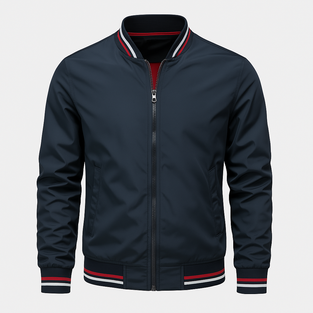 Herre Sommerjakke Sporty Stil Med Ribbet Krave