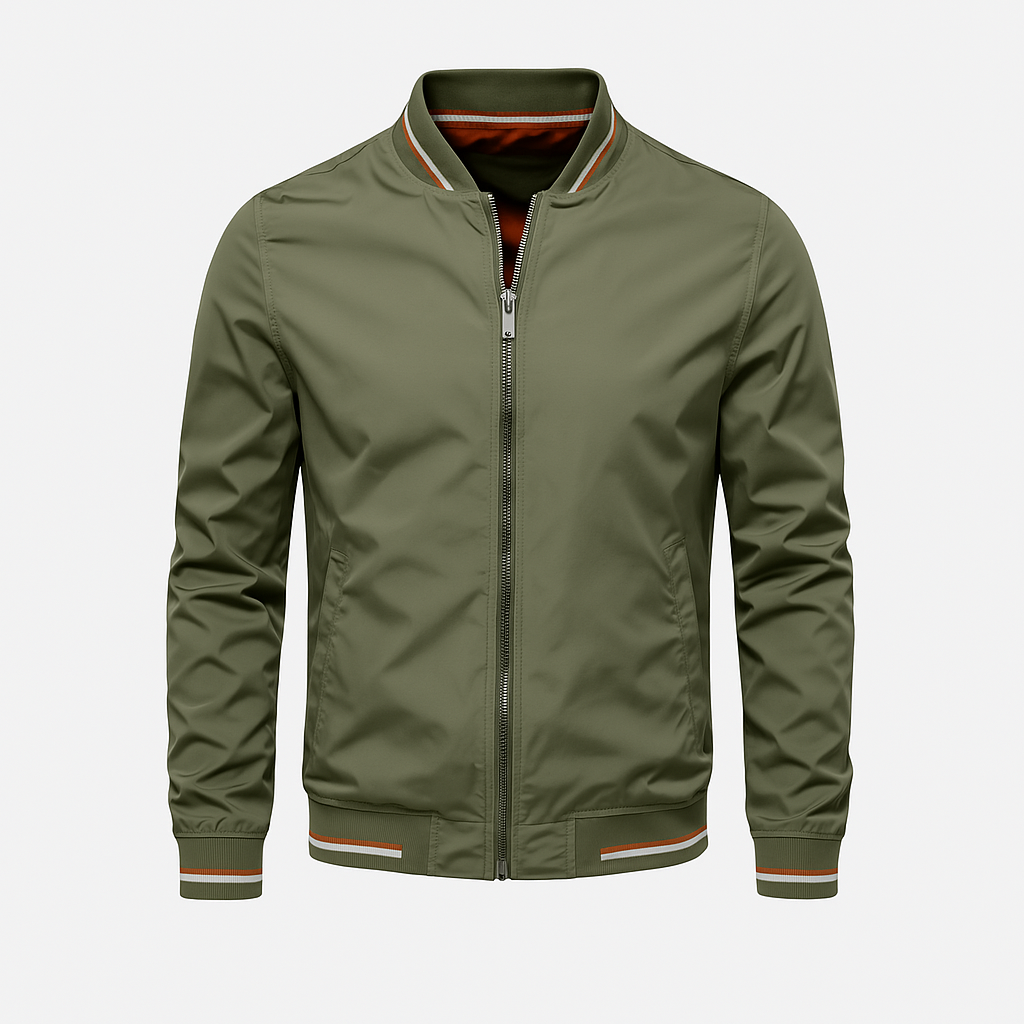 Herre Sommerjakke Sporty Stil Med Ribbet Krave